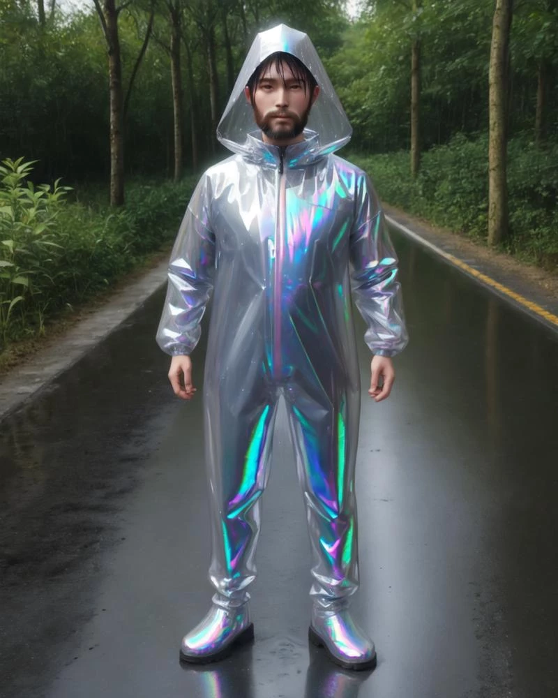 Metal lined polyethylene raincoat AIEasyPic